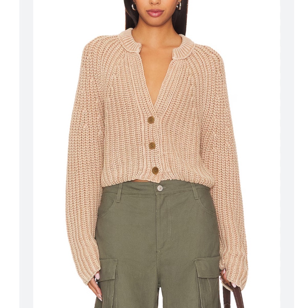 Free People Beige Knit Cardigan